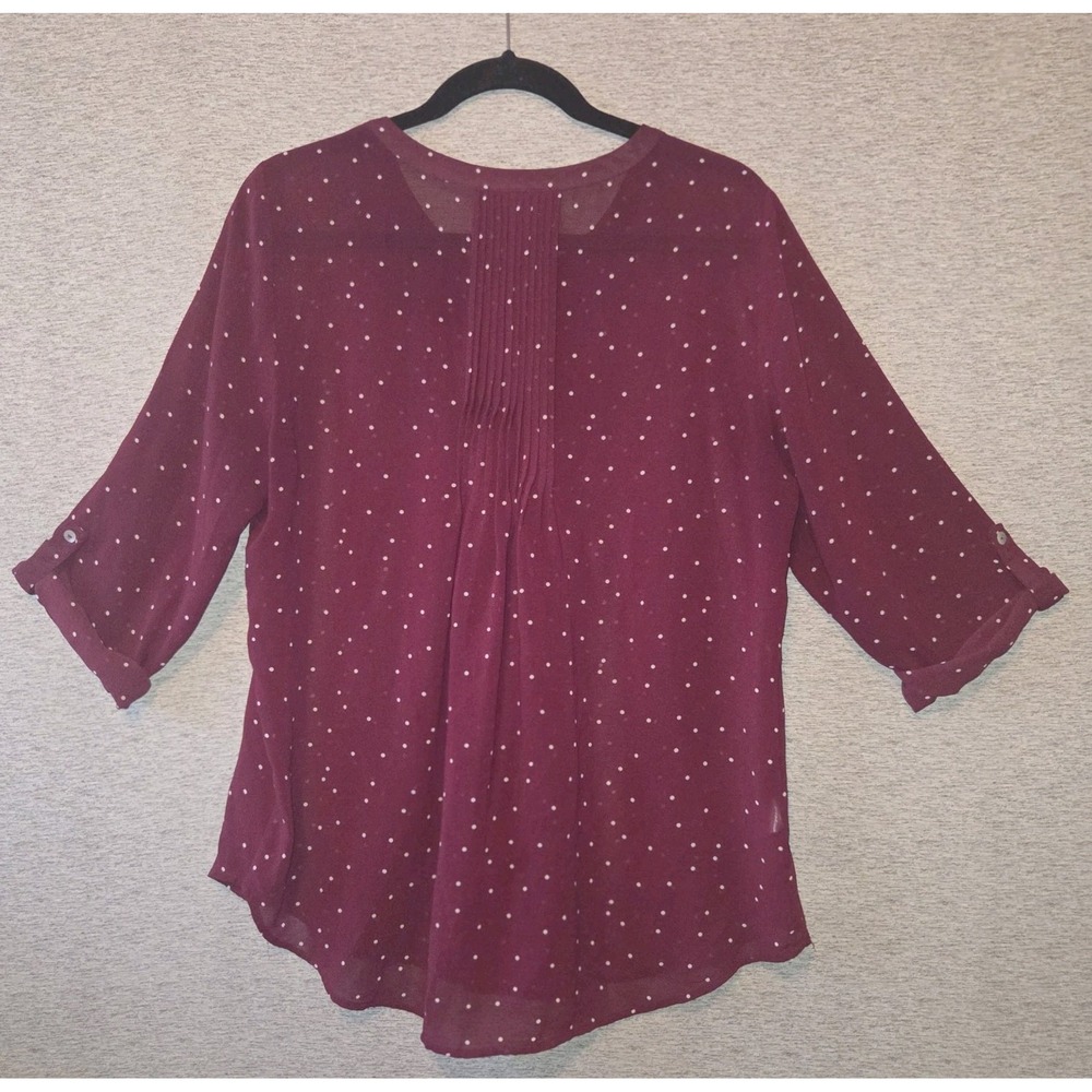 Daniel Rainn Plum Dot Pintuck Button-Front Blouse - Picture 9 of 9